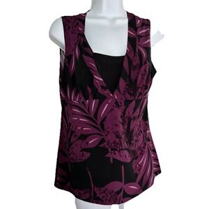 Dana Bushman M Top Purple black Sleeveless V Neck NO TAGS Dark Romance Tropical